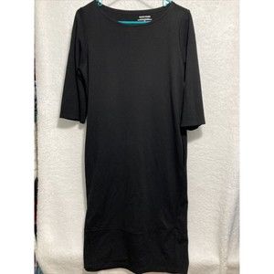 Eileen Fisher Black Dress 3/4 Sleeve Tencel lyocell Size Small Womens capsule